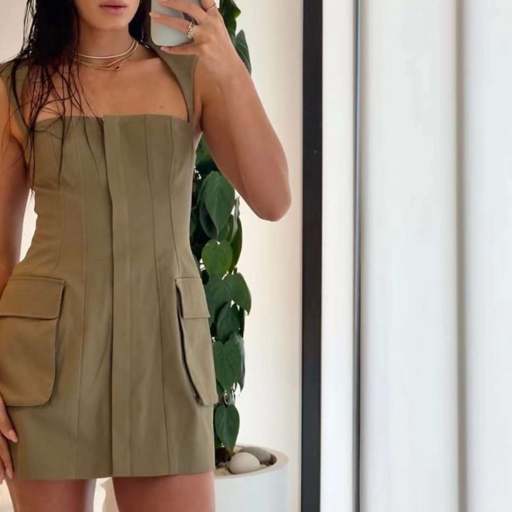 by Marianna Ashleigh Stretch Cotton Cargo Mini Dress